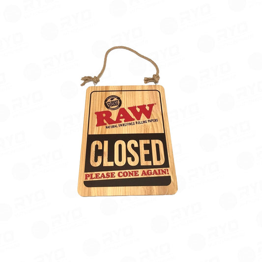 RAW Two Sided Open/Closed Wooden Sign