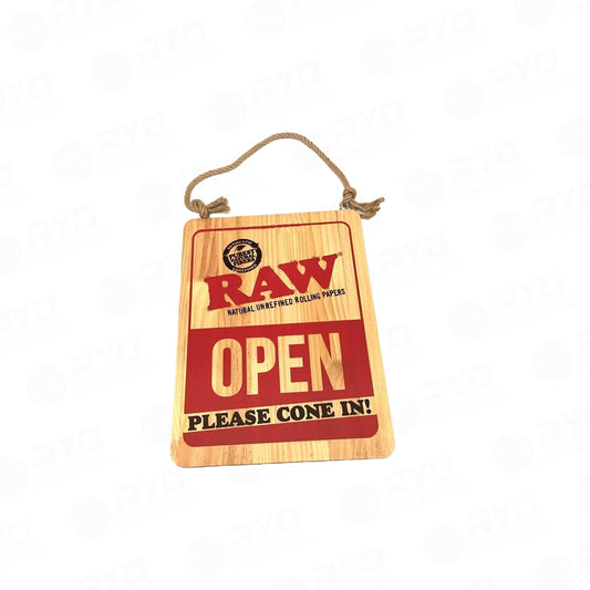 RAW Two Sided Open/Closed Wooden Sign